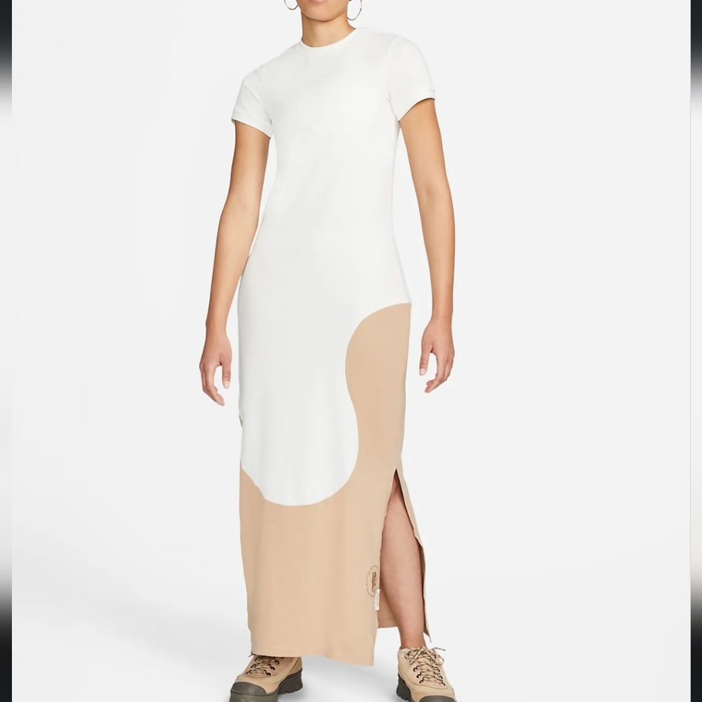 Colorblock Maxi Dress - White and Tan